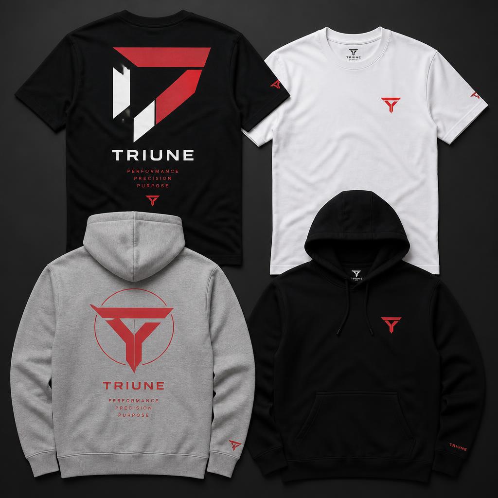 Custom t-shirts and hoodies with red and white screen printed branding